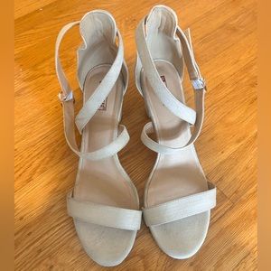 Nude Suede Block Heel Sandals. Worn once. VERY comfy